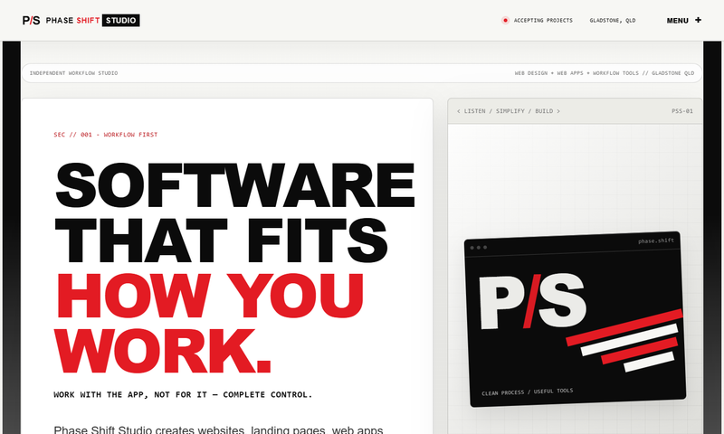 The supplied Phase Shift Studio website